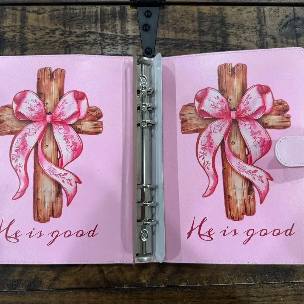 Cross with bow inspirational A5 Binder w/ matching paper